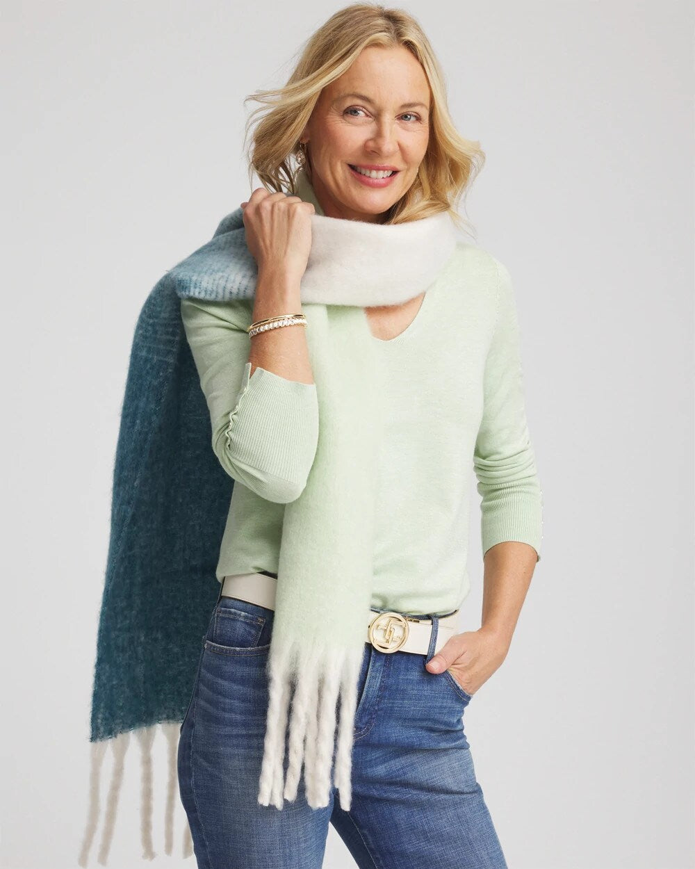 Chico's Popular - Cozy Ombre Oblong Scarf Cool Multi