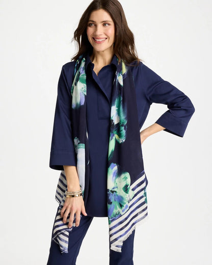 Chico's Hot Sale - Printed Oblong Scarf Passport Blue