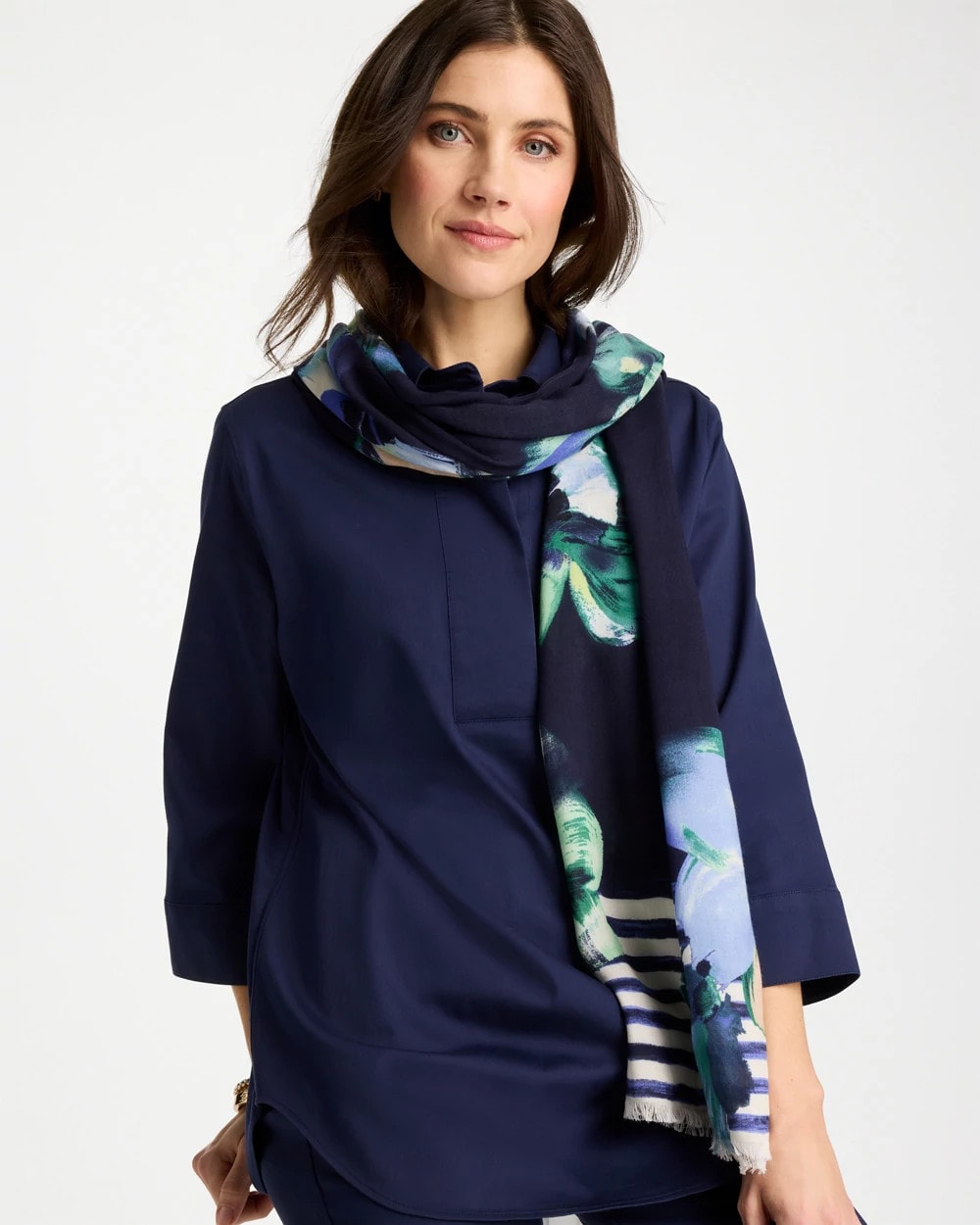 Chico's Hot Sale - Printed Oblong Scarf Passport Blue
