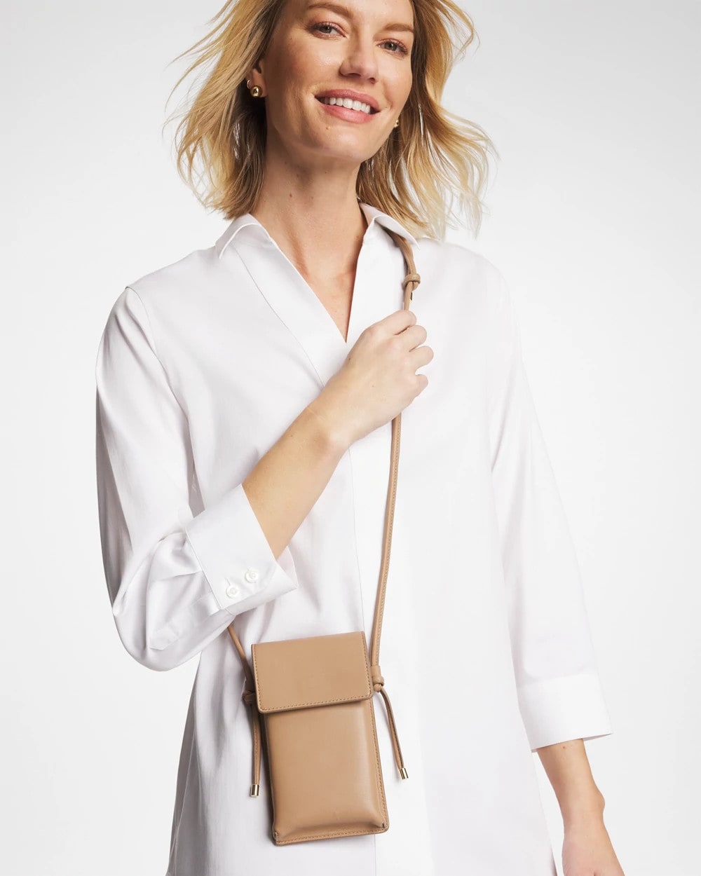 Chico's Best Price - Leather Cross Body Phone Holder Bag Neutral