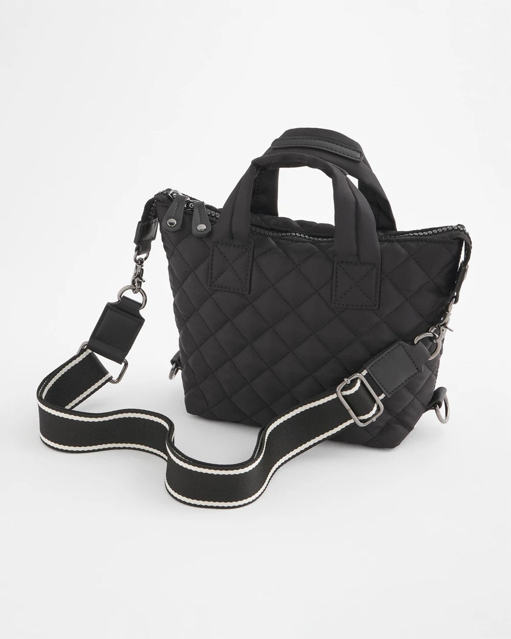 Chico's Top Pick - Quilted Cross Body Sport Tote Bag Black
