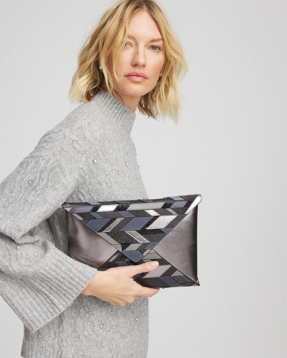 Chico's Popular - Embellished Envelope Clutch Metallic