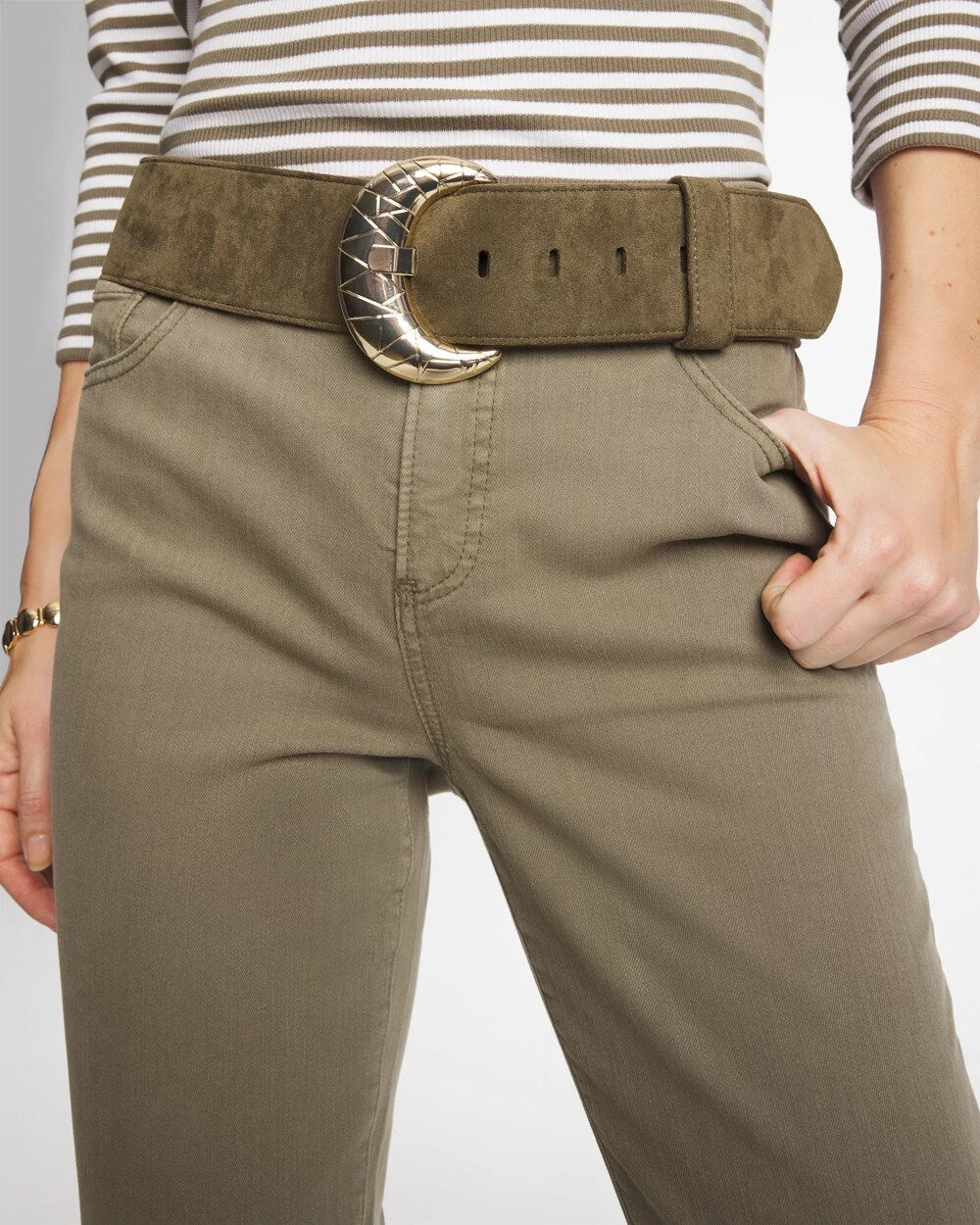Chico's Featured - Green Faux Suede Sash Belt Green