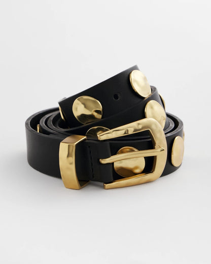 Chico's New - Studded Faux Leather Trouser Belt Black