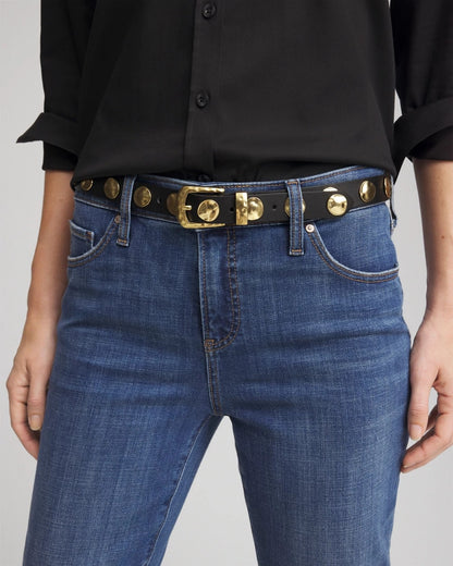 Chico's New - Studded Faux Leather Trouser Belt Black