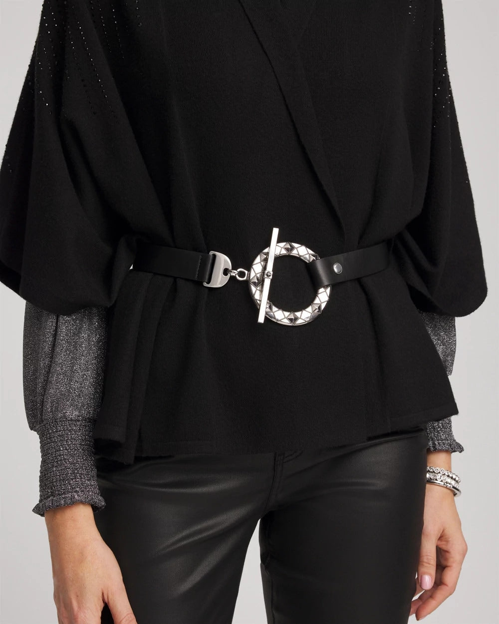 Chico's Trusted - Silver Toggle Trouser Belt Black/Silver