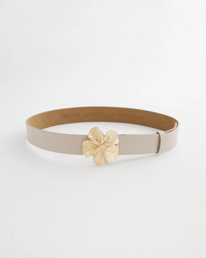 Chico's Quality - Floral Buckle Trouser Belt Neutral