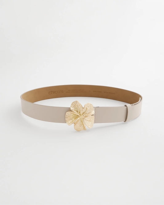 Chico's Quality - Floral Buckle Trouser Belt Neutral