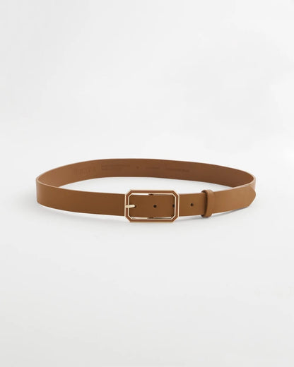 Chico's Signature - Cognac Enamel Buckle Trouser Belt Brown