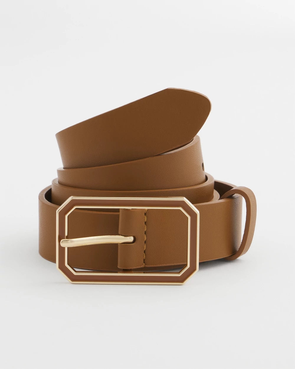 Chico's Signature - Cognac Enamel Buckle Trouser Belt Brown