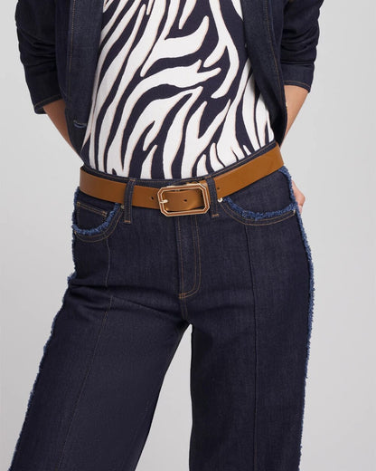 Chico's Signature - Cognac Enamel Buckle Trouser Belt Brown