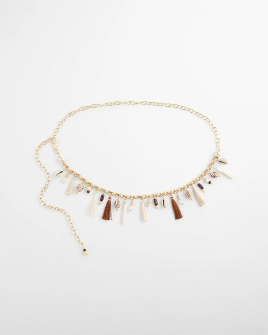 Chico's Recommended - Novelty Beaded Chain Belt Natural