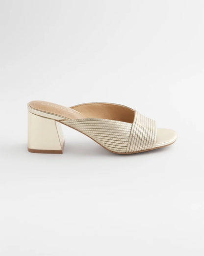 Chico's Recommended - Vinia Metallic Rope Block Heels Gold