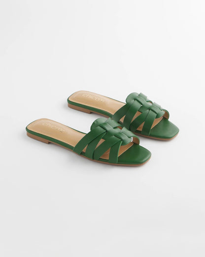 Chico's Signature - Cassidy Cross-Strap Slide Sandals Green