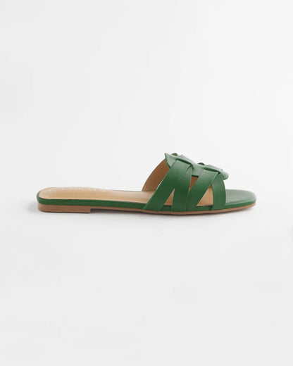 Chico's Signature - Cassidy Cross-Strap Slide Sandals Green