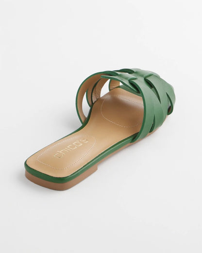 Chico's Signature - Cassidy Cross-Strap Slide Sandals Green