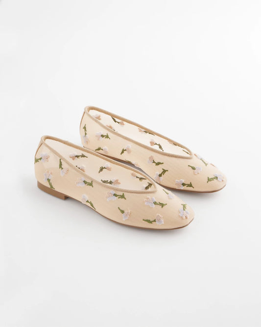 Chico's Latest - Orchid Embroidered Ballet Flats Natural
