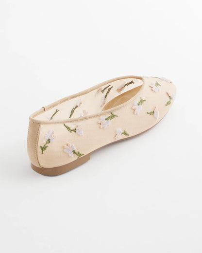 Chico's Latest - Orchid Embroidered Ballet Flats Natural