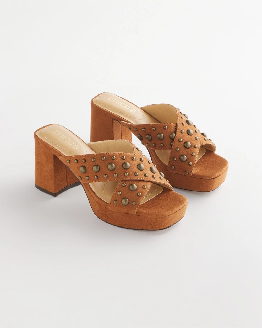 Chico's Hot Sale - Vale Western Suede Block Heels Cognac