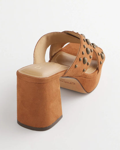 Chico's Hot Sale - Vale Western Suede Block Heels Cognac