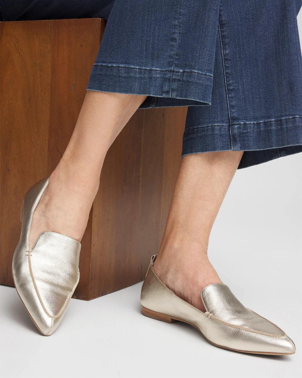 Chico's Great Value - Gold Metallic Leather Loafer Gold