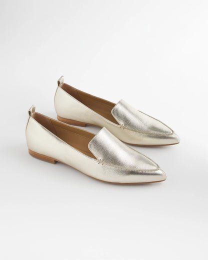 Chico's Great Value - Gold Metallic Leather Loafer Gold