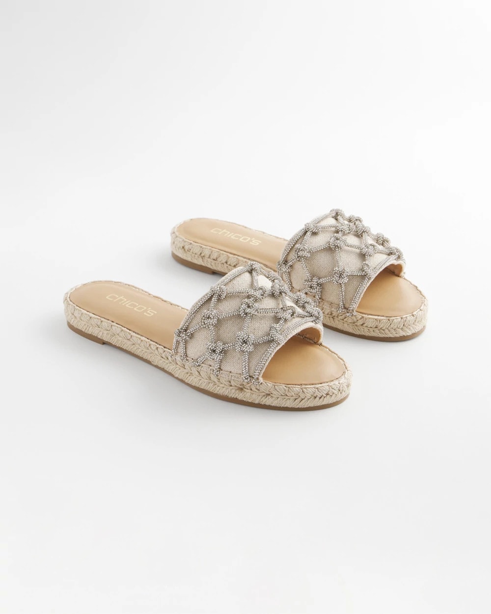 Chico's Latest - Linen Knotted Espadrille Slides Silver