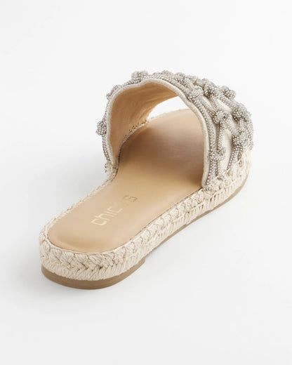 Chico's Latest - Linen Knotted Espadrille Slides Silver