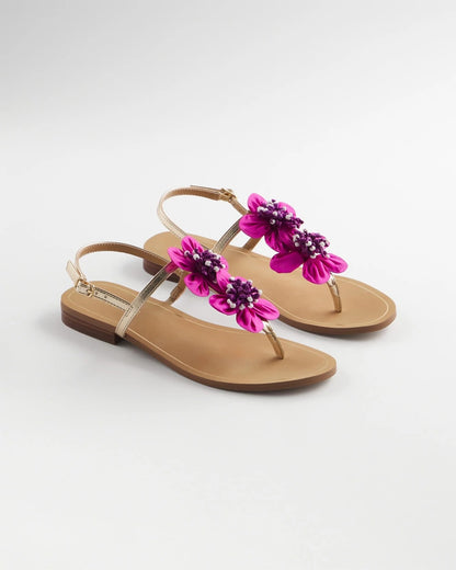 Chico's New - Sunset Flower Sandal Pink