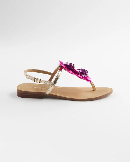 Chico's New - Sunset Flower Sandal Pink