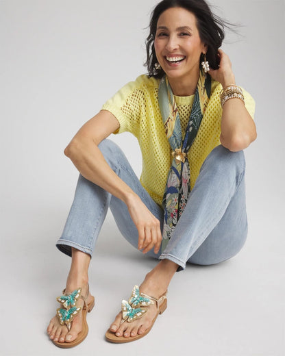 Chico's Featured - Butterfly T-Strap Sandal Metallic Multi