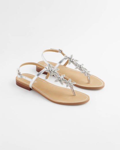 Chico's Great Value - Beach Starfish T-Strap Sandals Silver