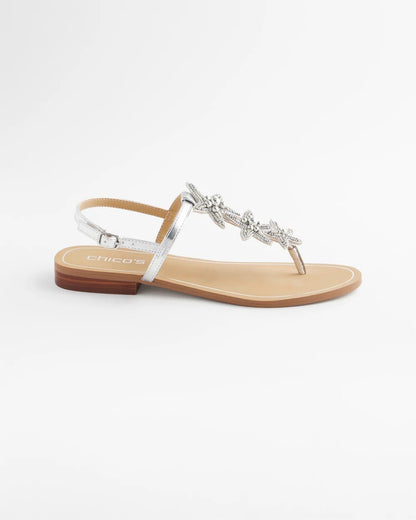 Chico's Great Value - Beach Starfish T-Strap Sandals Silver