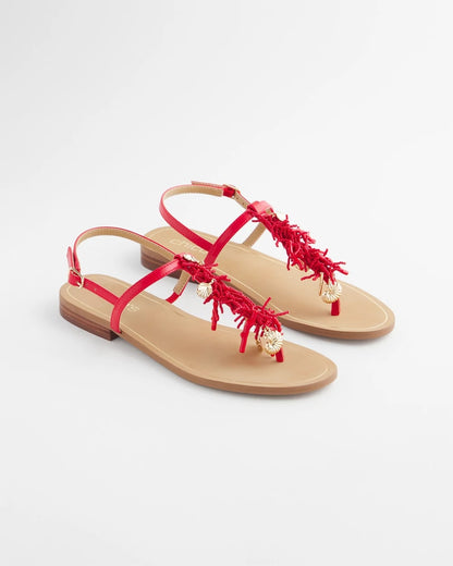 Chico's Special Offer - Coral Beach T-Strap Sandals Red