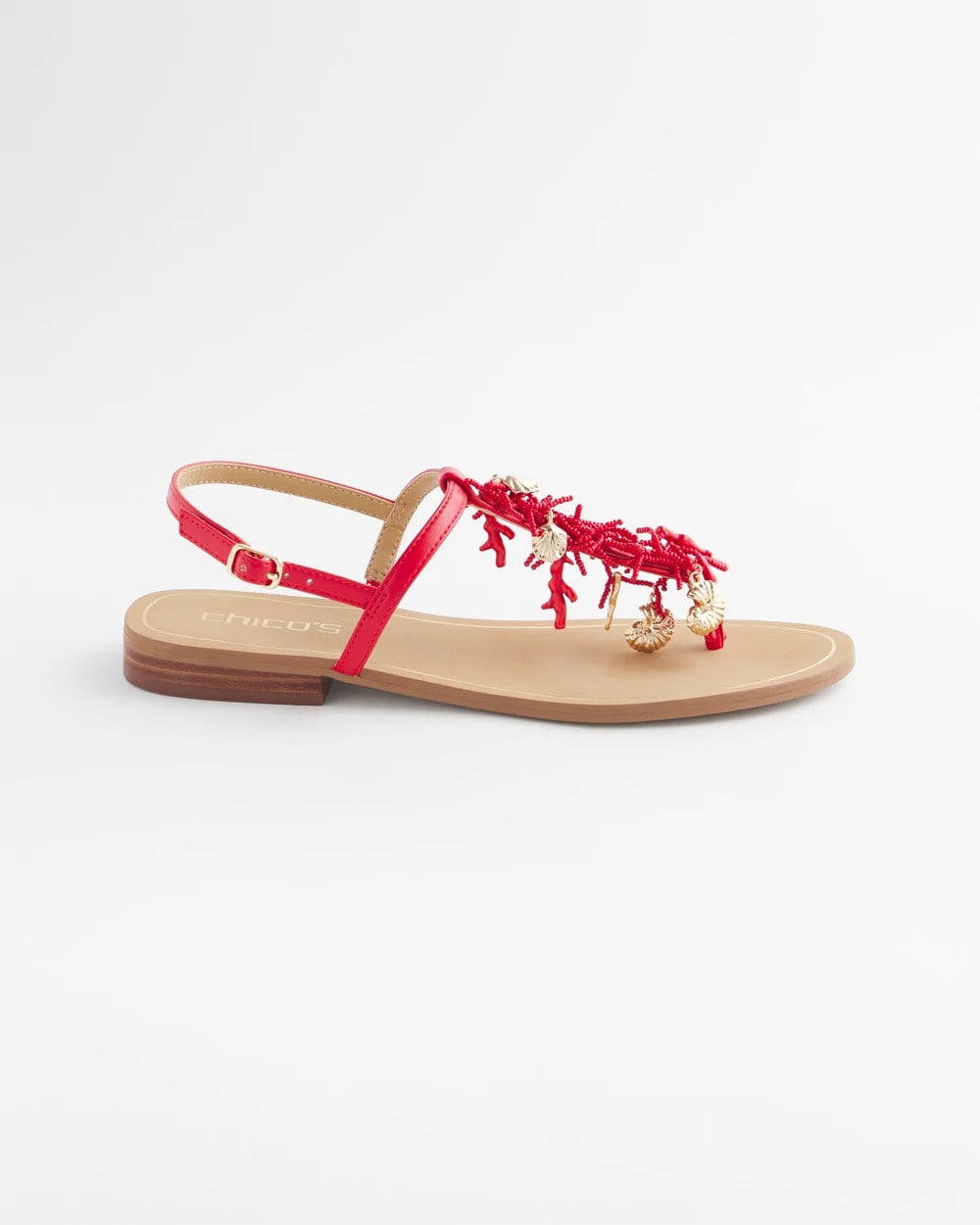 Chico's Special Offer - Coral Beach T-Strap Sandals Red