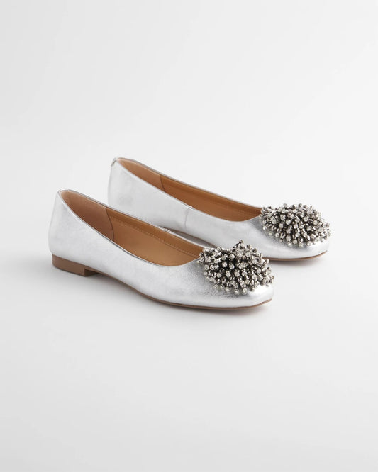 Chico's Essential - Omega Beaded Ballet Flats Metallic