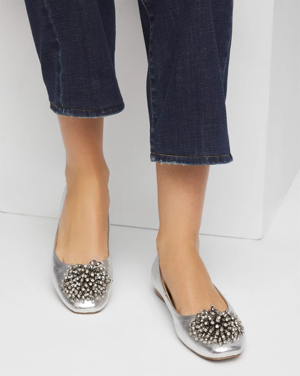 Chico's Essential - Omega Beaded Ballet Flats Metallic