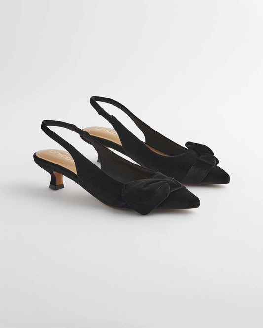 Chico's Trending - Charm Velvet Bow Kitten Heels Black