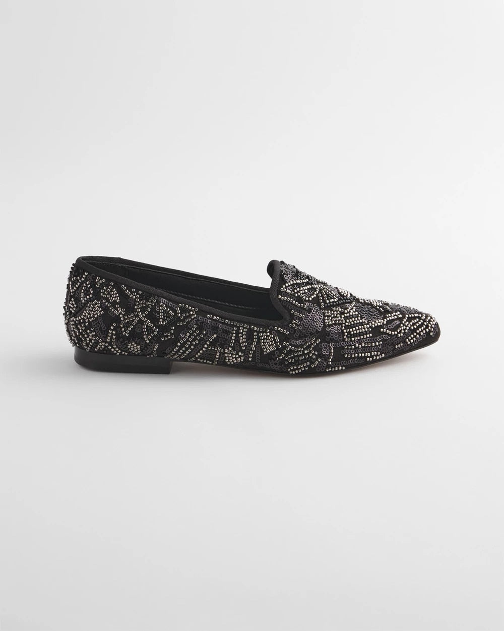 Chico's Top Pick - Gwyn Art Deco Beaded Flats Black