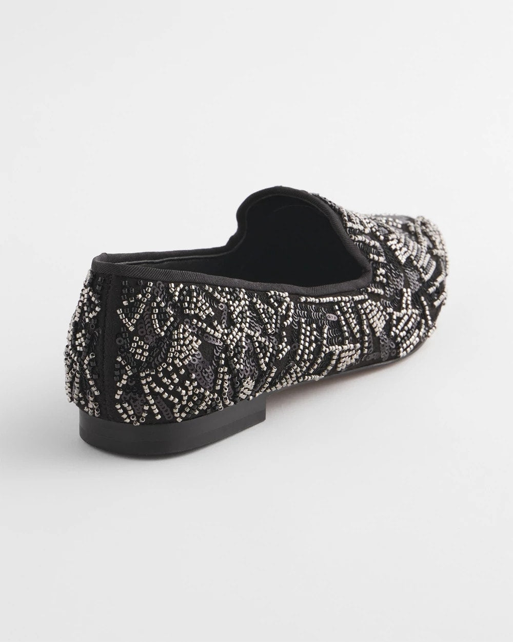 Chico's Top Pick - Gwyn Art Deco Beaded Flats Black