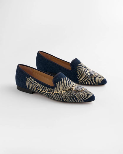 Chico's Signature - Peacock Embroidered Flats Denim
