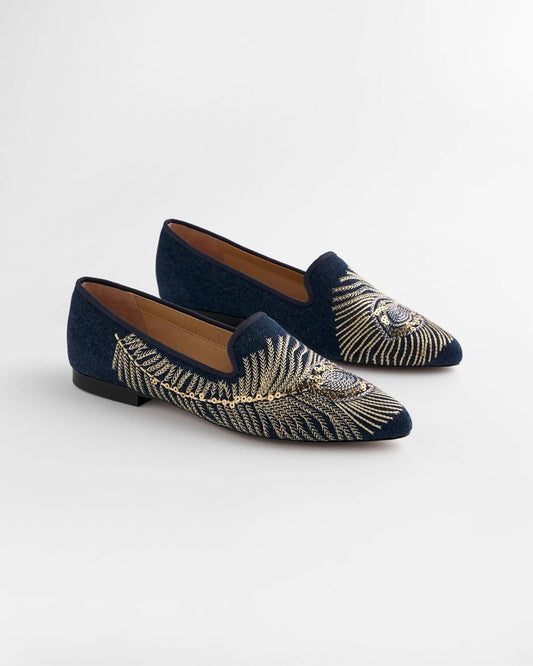 Chico's Signature - Peacock Embroidered Flats Denim