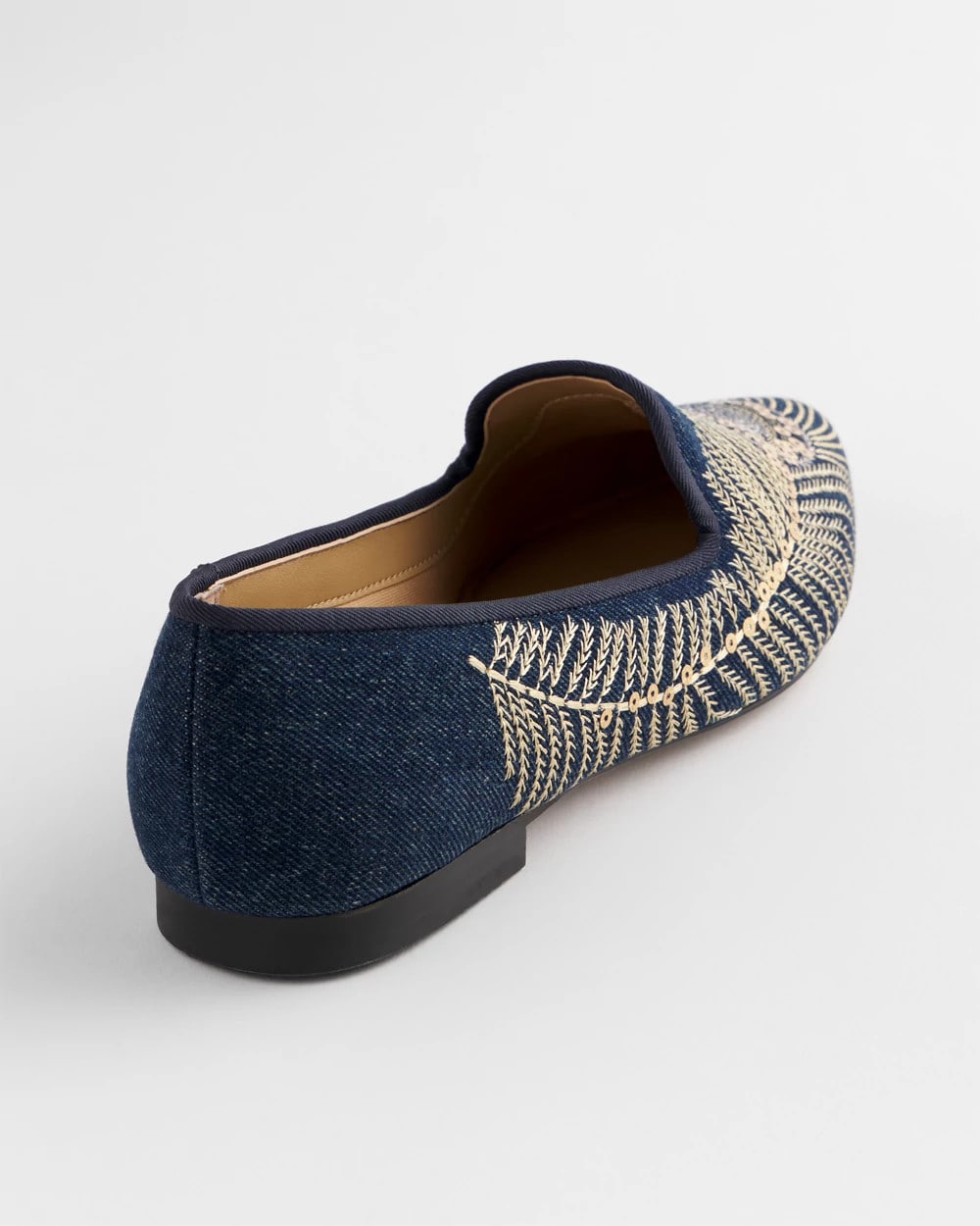 Chico's Signature - Peacock Embroidered Flats Denim