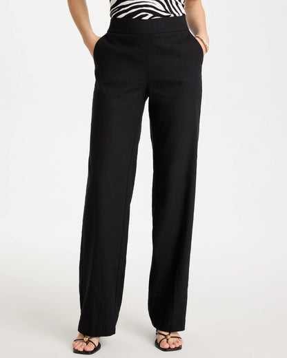 Chico's Essential - Pull-On Wide-Leg Linen Pants Black