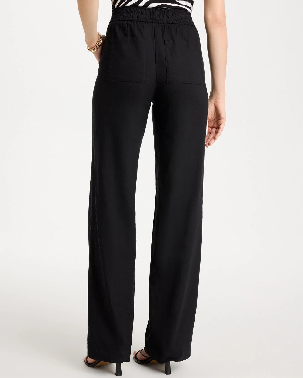 Chico's Essential - Pull-On Wide-Leg Linen Pants Black