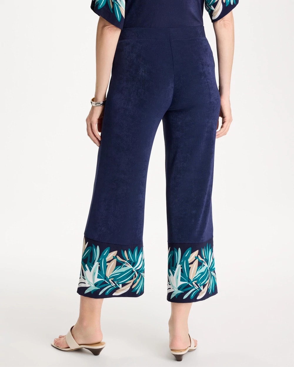 Chico's Classic - Travelers™ Palm Border Crop Pant Kings Navy