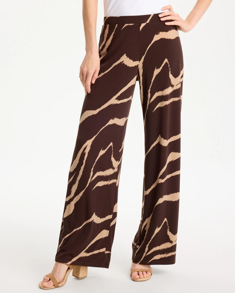 Chico's Sale - Travelers™ Zebra Knit Wide-Leg Pants Cocoa Bean
