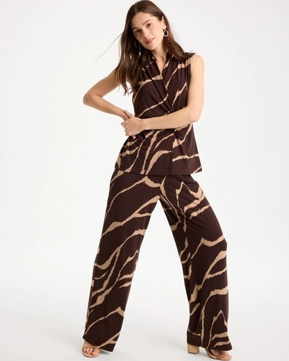 Chico's Sale - Travelers™ Zebra Knit Wide-Leg Pants Cocoa Bean