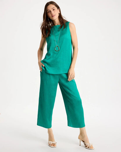 Chico's Value - Petite Travelers™ Crinkle Textured Crop Pants Topanga Green