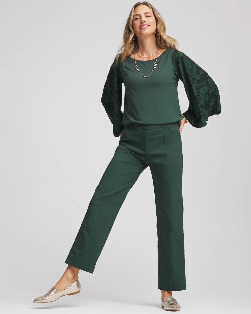 Chico's Sale - Petite Bi-Stretch Straight Ankle Pants Darkest Spruce